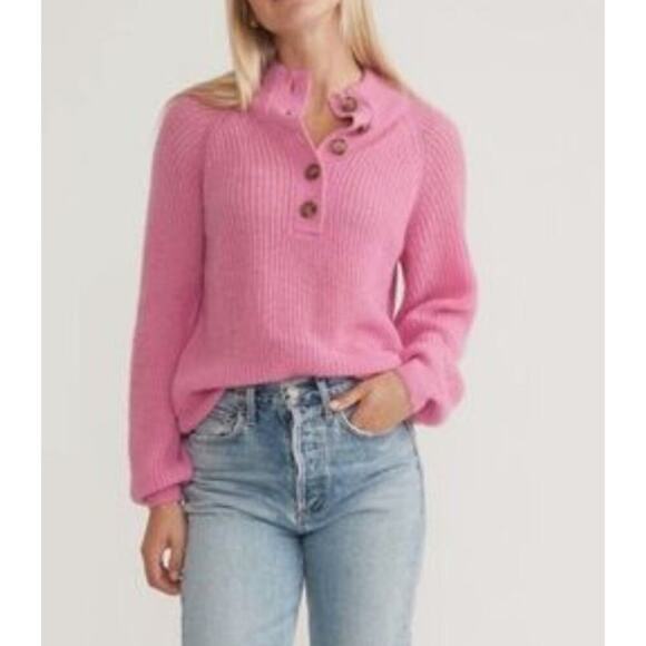 NEW Marine Layer Dream Yarn Pullover Sweater XS Pink Punch Wool Alpaca - Picture 3 of 13